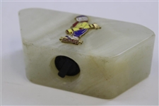 Dunlop Caddy Logo Enameled Tabletop Cigarette Lighter - Plaque On Front Of Marble Base