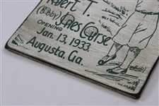 Bobby Jones '1933' Augusta National Golf Course Opening Wooden Sign
