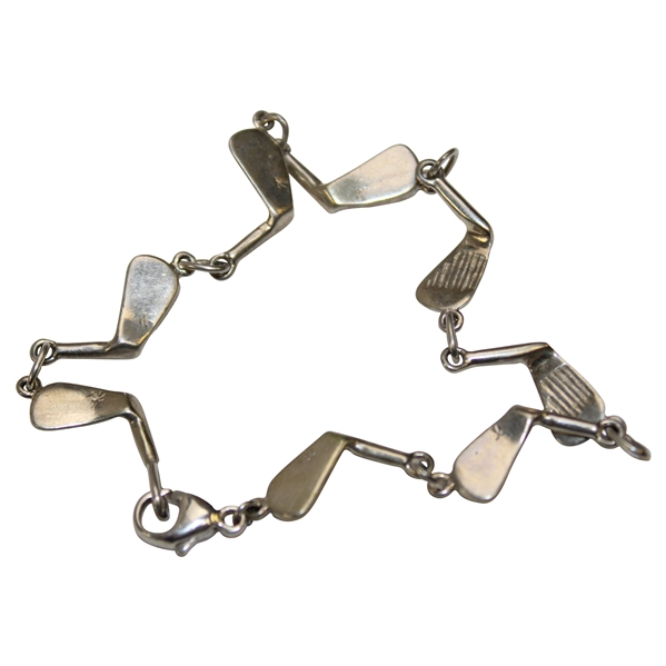 Sterling Silver Golf Clubs Bracelet With Lobster Claw Clasp