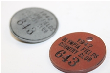 1942 Olympia Fields County Club Golf Club Caddie Badge #643 w/Matching Locker Room Tag 