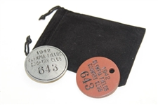 1942 Olympia Fields County Club Golf Club Caddie Badge #643 w/Matching Locker Room Tag 