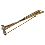 Trifari Pearl And Diamond Pave Set Gold Stick Pin 