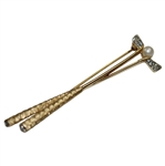 Trifari Pearl And Diamond Pave Set Gold Stick Pin 