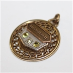 Vintage Mallinckrodt Dangle Charm Round Gold Tone 3 Stones Prong Set 