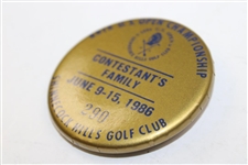 1986 US Open at Shinnecock Hills Contestants Family Entrance Badge #290 - Ray Floyd Win