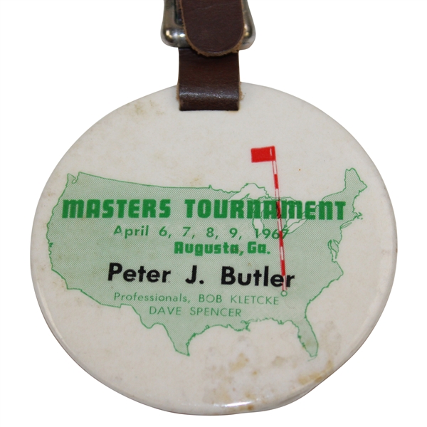 Peter Butlers 1967 Masters Tournament Contestant Bag Tag