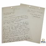 Henry HG Picard Signed 1935 Handwritten Letter to George Jacobus on Hershey CC Letterhead 9/12 JSA ALOA