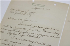 Henry 'HG' Picard Signed 1935 Handwritten Letter to George Jacobus on Hershey CC Letterhead 9/12 JSA ALOA