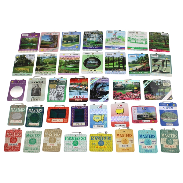 1981-2020 Masters Tournament SERIES Badges - Missing 1983, 1986 & 1997