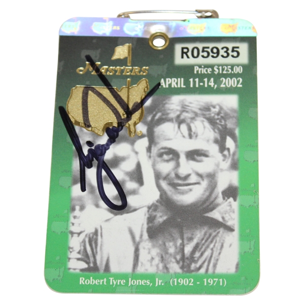 Tiger Woods Signed 2002 Masters Tournament Series Badge #R05935 JSA #YY11936