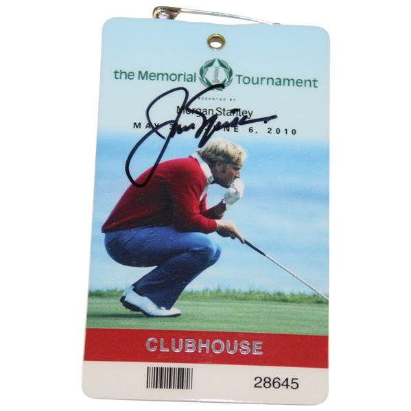 Jack Nicklaus Signed 2010 Memorial Tournament Clubhouse Badge #28645 JSA ALOA