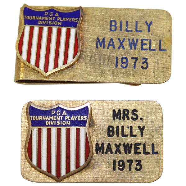 Two (2) Billy Maxwell PGA Tournament Players Division Money Clips - Mr. & Mrs.
