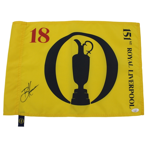 Brian Harman Signed 2023 The Open Championship at Royal Liverpool Screen Flag JSA #AL87642