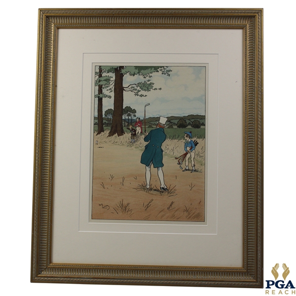 Golfer in Blue Jacket Watching Shot Illustration Print by Harry Eliott