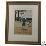 Golfer in Blue Jacket Watching Shot Illustration Print by Harry Eliott