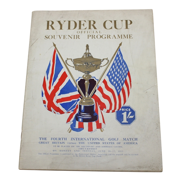 1933 Ryder Cup at Southport And Ainsdale Course Official Program - GB 6 1/2-5 1/2