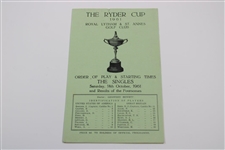1961 Ryder Cup at Royal Lytham & St. Annes Golf Club official Program - USA 14 1/2-9 1/2
