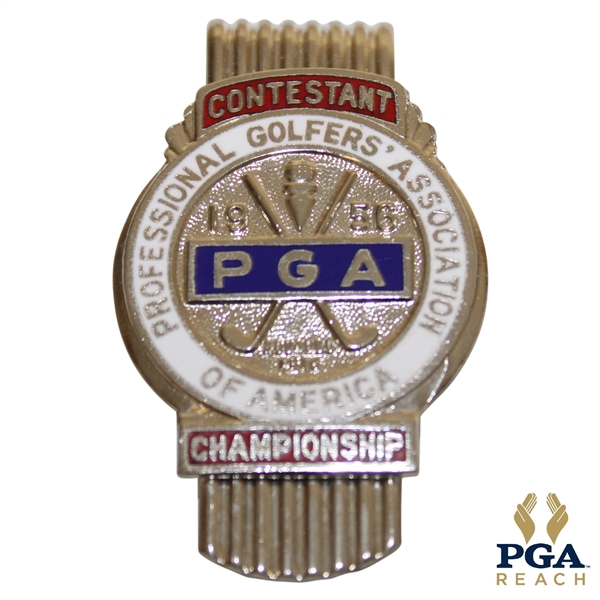1956 PGA Championship at Blue Hill CC Contestant Badge/Clip - Jack Burke Jr. Winner