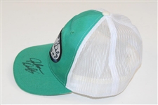 John Daly Signed 'Grip It & Rip It' Teal w/White & Navy Oval Patch Trucker Hat JSA ALOA