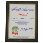 Helen Lengfelds 1976-1977 Notable Americans Award Plaque 