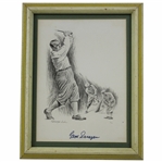 Gene Sarazen Signed Framed Drawing By Artist George Loh JSA ALOA 