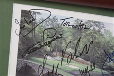 Tom Watson, Jordan Speith & 8 others Signed Masters Champions Framed Piece JSA ALOA
