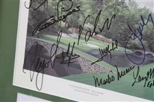 Tom Watson, Jordan Speith & 8 others Signed Masters Champions Framed Piece JSA ALOA