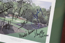 Tom Watson, Jordan Speith & 8 others Signed Masters Champions Framed Piece JSA ALOA