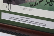 Tom Watson, Jordan Speith & 8 others Signed Masters Champions Framed Piece JSA ALOA