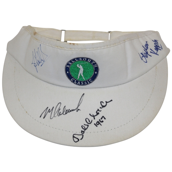 Mark Calcavecchia, Bob Charles & 2 Others Signed Bell South Classic Visor JSA ALOA