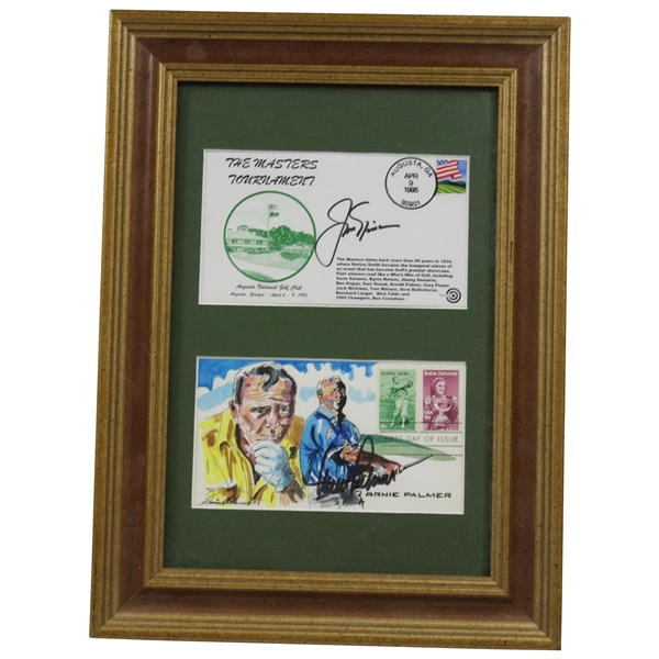 Jack Nicklaus & Arnold Palmer Signed Commemorative Envelopes Framed JSA ALOA