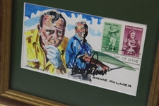 Jack Nicklaus & Arnold Palmer Signed Commemorative Envelopes Framed JSA ALOA