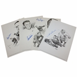 Sam Snead, Byron Nelson, Ken Venturi & Billy Casper Signed George Loh Drawings JSA ALOA