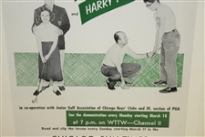 1960's Poster Advertising Chick Evans And Harry Pezzullo PGA Golf Clinic In Chicago