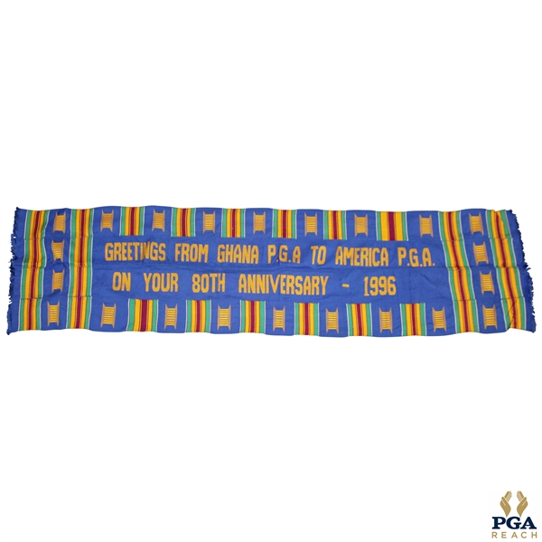 Greetings From Ghana P.G.A. to America P.G.A. On Your 80th Anniversary Gifted Cloth Banner - 1996