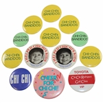Chi-Chi Rodriguezs Personal Group of Three (13) Misc. Buttons - Chi-Chi Bandidos, Toyota, & other