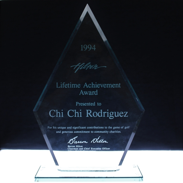 Chi Chi Rodriguezs 1994 Hilton Lifetime Achievement Glass Award