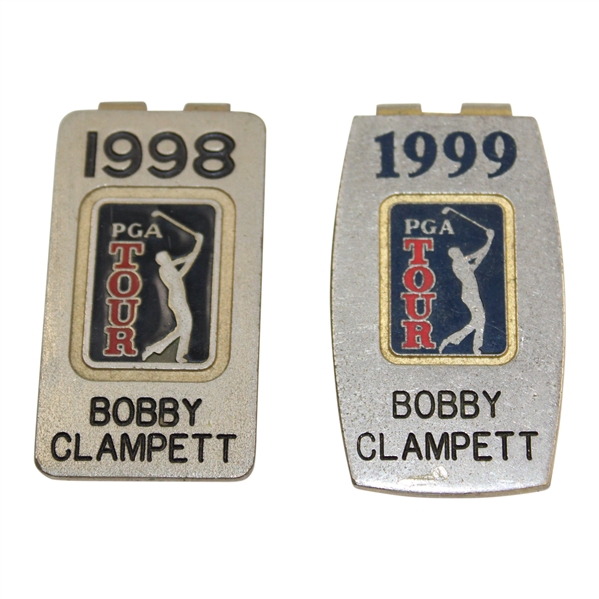 Bobby Clampetts Personal 1998 & 1999 PGA Tour Member Money Clip/Badges