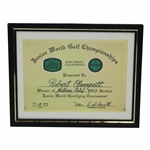 Bobby Clampetts 1977 Jr World Golf Championships North. Ca. Section Winner Certificate - Framed