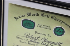 Bobby Clampett's 1977 Jr World Golf Championships North. Ca. Section Winner Certificate - Framed