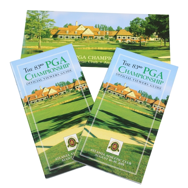 Three (3) 2001 PGA Championship at Atlanta Atheltic Club Booklet/Pamphlets/Guides