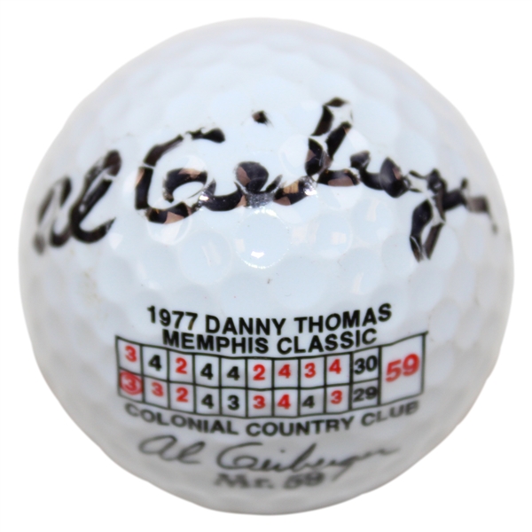 Al Geiberger Signed Mr. 59 Danny Thomas Classic Scorecard Logo Golf Ball JSA ALOA