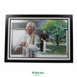Original Gary Player Signed with Nelson Mandella Painting On Canvas by duPreez - Framed