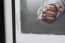 Original Gary Player Signed with Nelson Mandella Painting On Canvas by duPreez - Framed