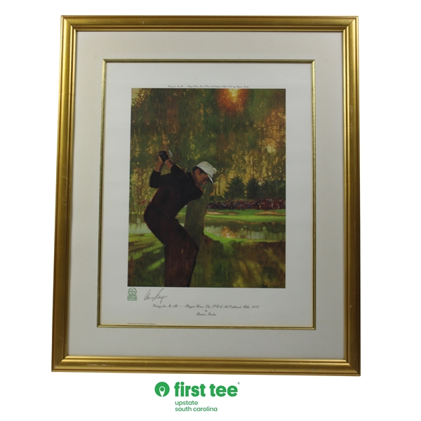 Gary Player Signed Going for it All World Golf HoF Bernie Fuchs Display Print - Framed JSA ALOA