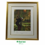 Gary Player Signed Going for it All World Golf HoF Bernie Fuchs Display Print - Framed JSA ALOA
