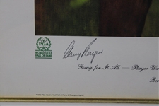 Gary Player Signed 'Going for it All' World Golf HoF Bernie Fuchs Display Print - Framed JSA ALOA