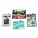 1997, 2001, 2002 & 2005 Masters Tournament SERIES Badges -Tiger Woods Winner