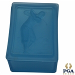 Bobby Jones Era Golfer Depiction on Blue Opaque Glass Box with Lid