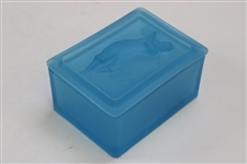 Bobby Jones Era Golfer Depiction on Blue Opaque Glass Box with Lid